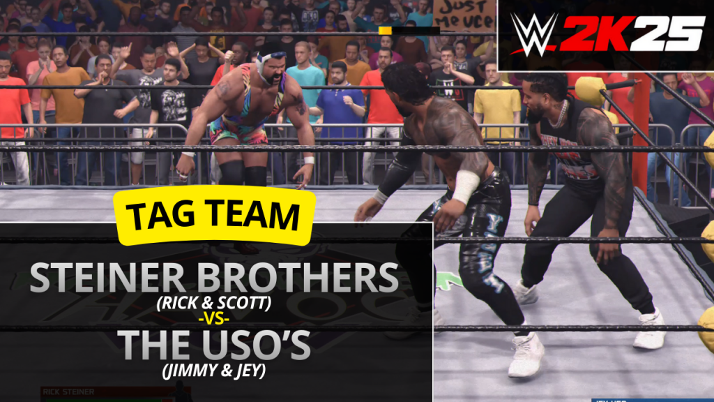 WWE 2K25 tag team match – Steiner Brothers (Rick & Scott Steiner) vs Usos (Jimmy & Jey)