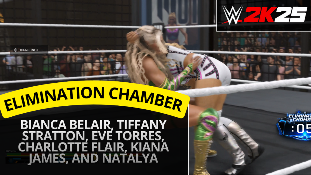 WWE 2K25 women’s Elimination Chamber match – Bianca Belair vs Tiffany Stratton vs Charlotte Flair vs Natalya