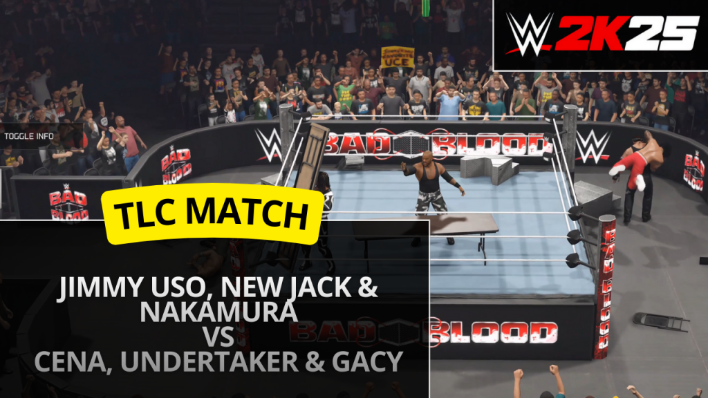 WWE 2K25 TLC match – Jimmy Uso, New Jack & Shinsuke Nakamura vs John Cena, Undertaker & Joe Gacy