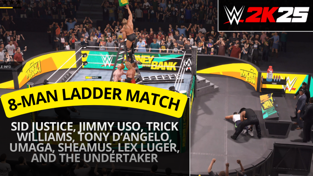 WWE 2K25 8-man ladder match – Sid Justice vs Jimmy Uso vs Trick Williams vs Umaga and four others