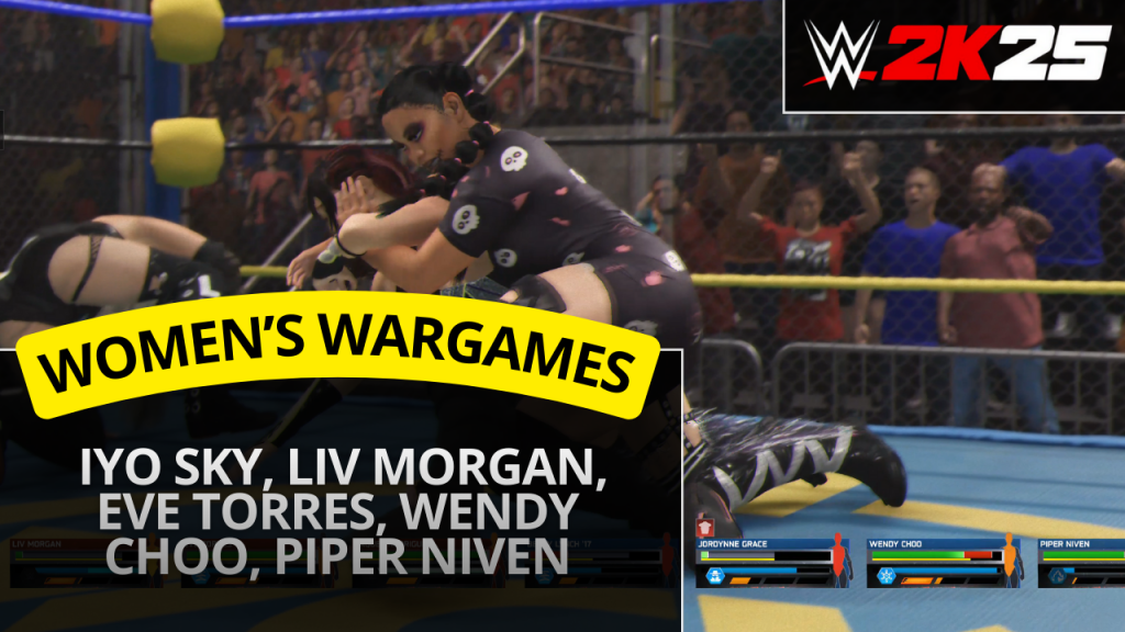 WWE 2K25 4v4 Women’s WarGames match – Iyo Sky & Liv Morgan vs Becky Lynch & Jordynne Grace plus teams