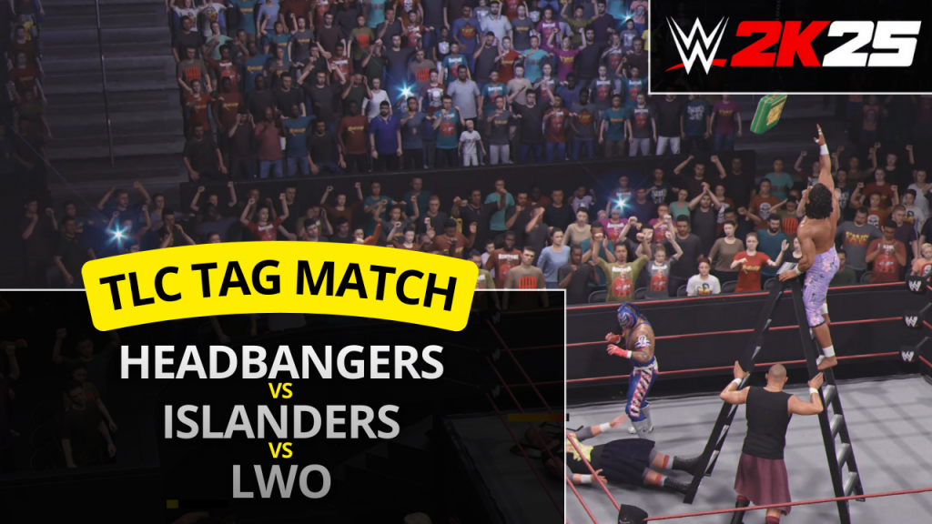 WWE 2K25 TLC Tag Team match featuring Thrasher and Mosh Tama Tonga and Haku Rey Mysterio and Joaquin Wilde