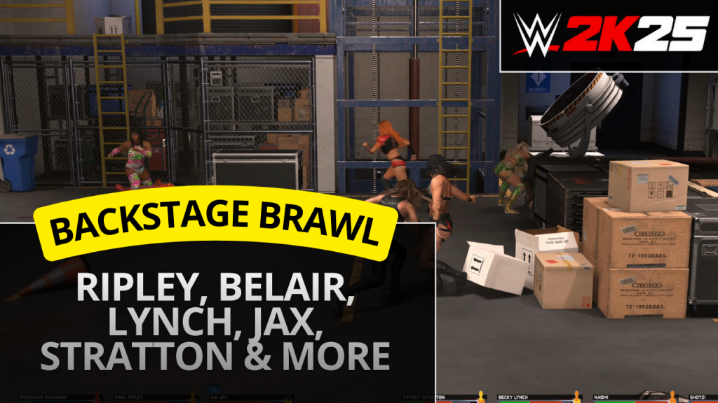WWE 2K25 8 Woman Brawl featuring Rhea Ripley Bianca Belair Becky Lynch Nia Jax and more
